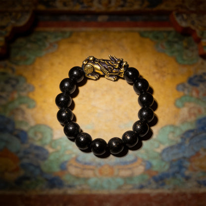 Kailash Way Black Obsidian Abundance Protection Bracelet front view