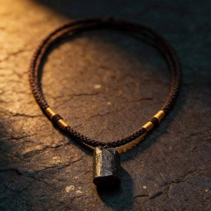 Kailash Way Black Tourmaline Purification Protection Necklace front view with pendant