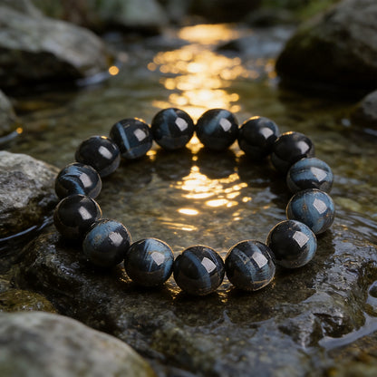 Kailash Way Blue Tiger Eye Harmony Wealth Bracelet front view