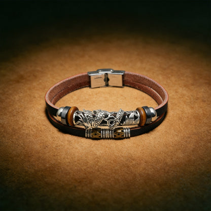 Kailash Way Leather Dragon Fortune Protection Bracelet front view