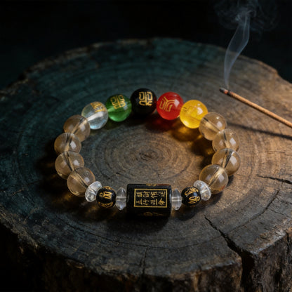 Kailash Way Black Crystal God of Wealth Prosperity Bracelet front view