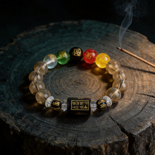 Kailash Way Black Crystal God of Wealth Prosperity Bracelet front view