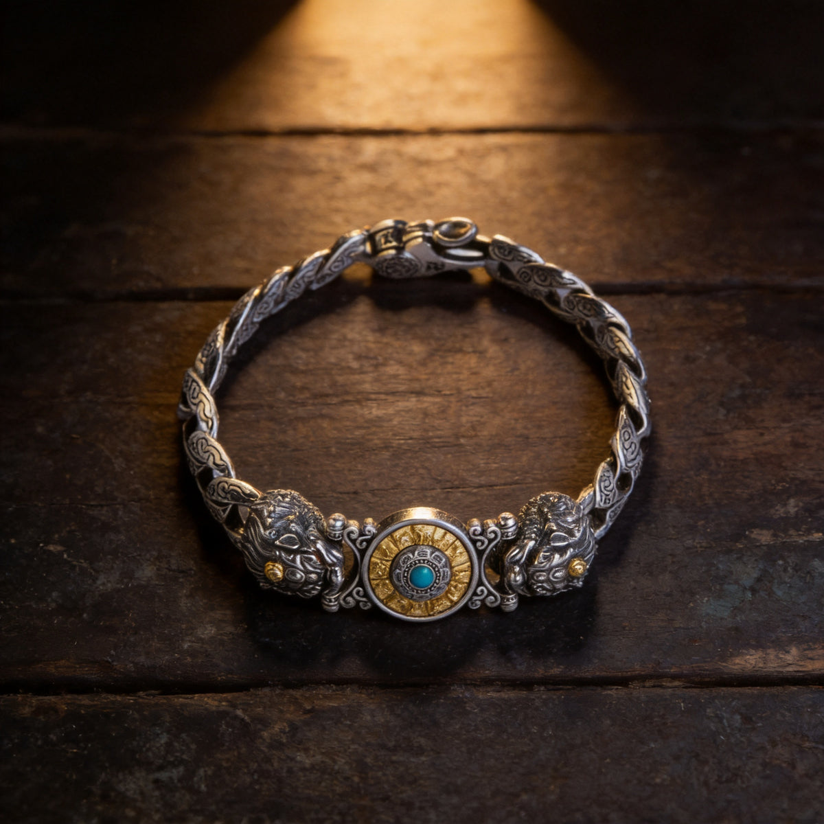 Kailash Way Silver Pixiu Wealth Luck Bracelet front view