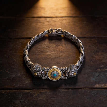 Kailash Way Silver Pixiu Wealth Luck Bracelet front view