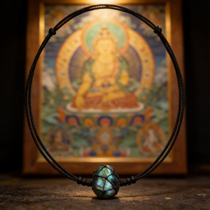 Kailash Way Labradorite Dragon Protection Intuition Necklace front view with pendant