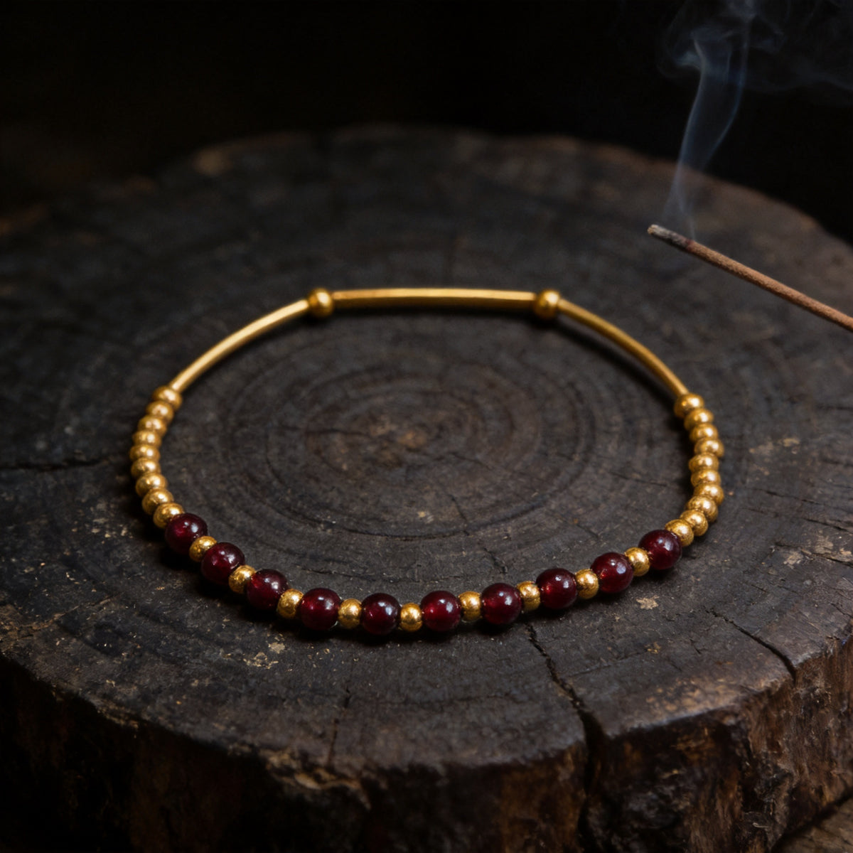 Kailash Way Gold Garnet Triumph Healing Bracelet front view