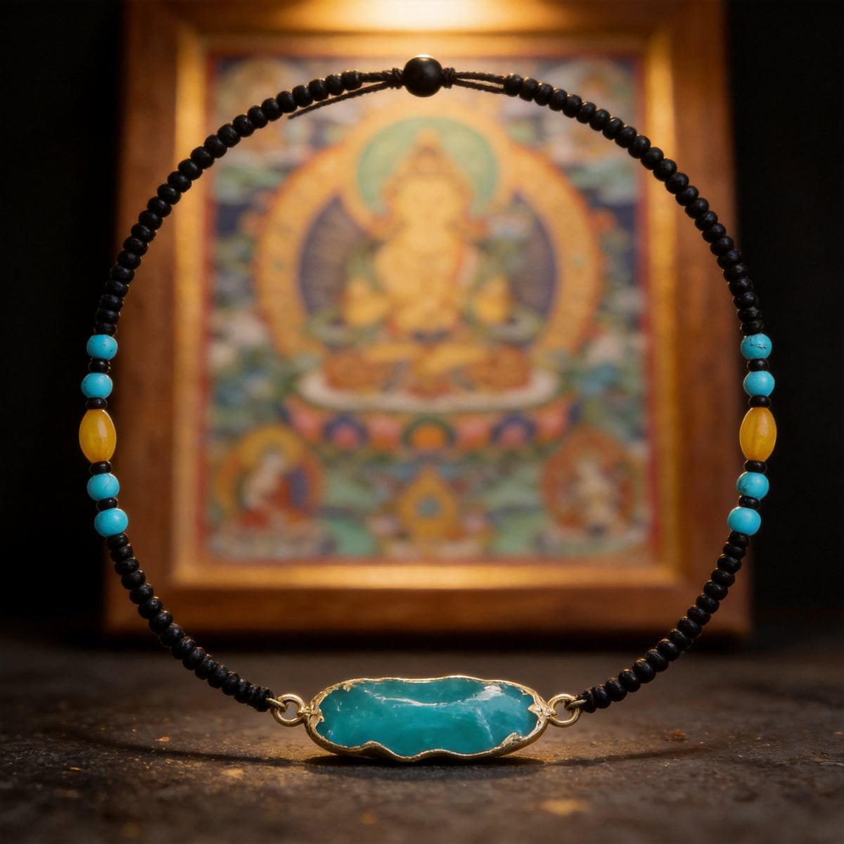 Kailash Way Turquoise Tranquility Healing Protection Necklace front view with pendant