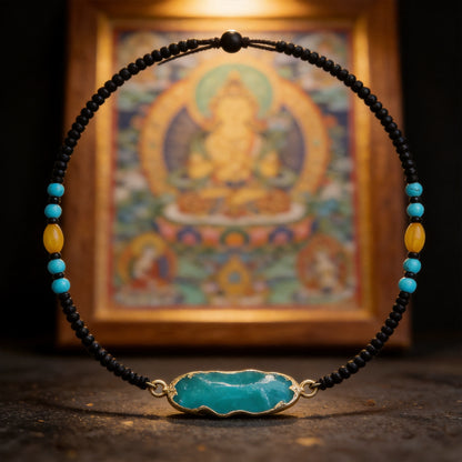 Kailash Way Turquoise Tranquility Healing Protection Necklace front view with pendant