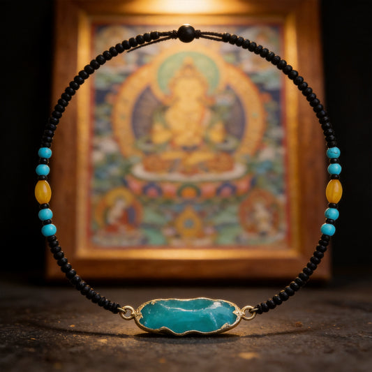 Kailash Way Turquoise Tranquility Healing Protection Necklace front view with pendant