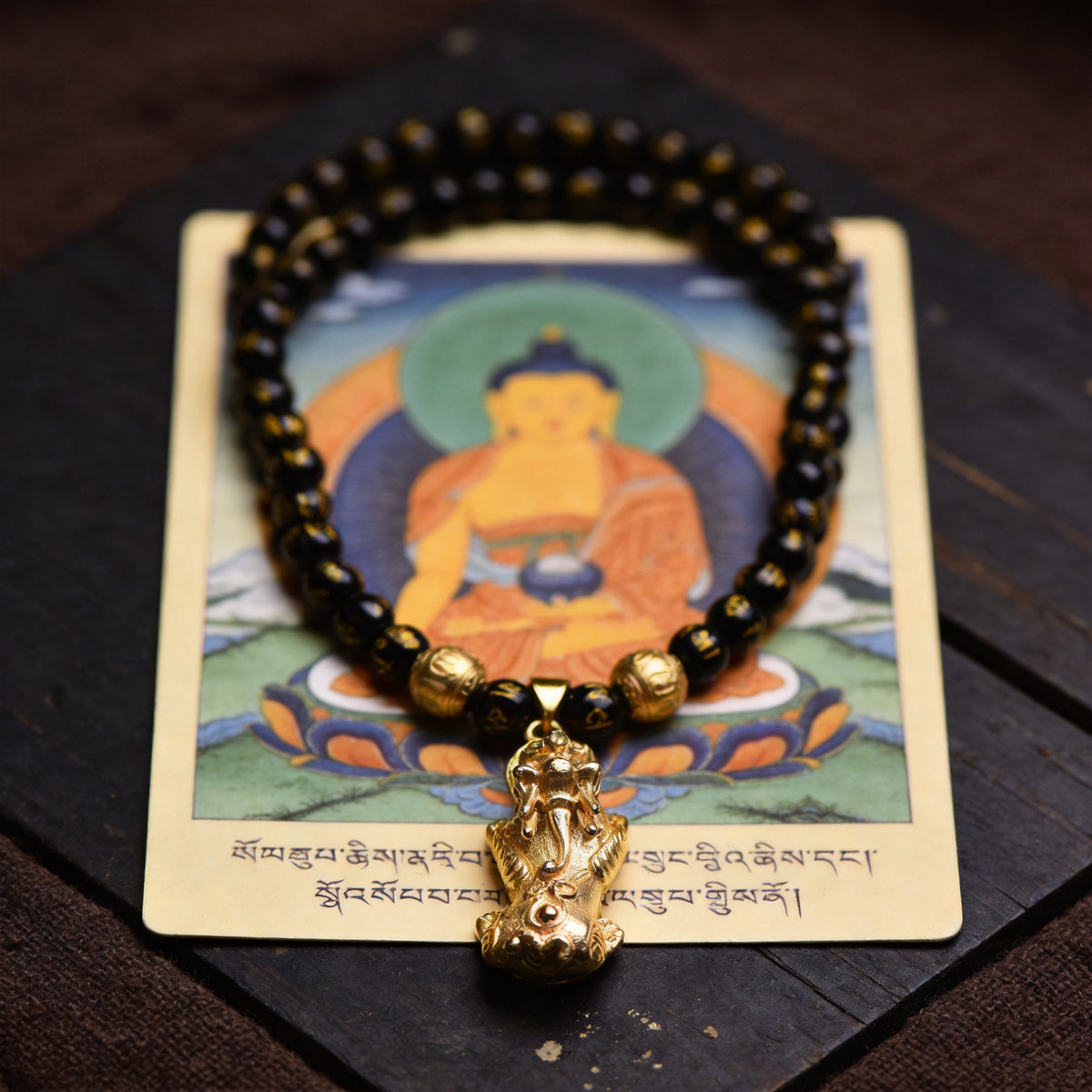 Kailash Way Obsidian Wealth Protection Balance Necklace front view with pendant