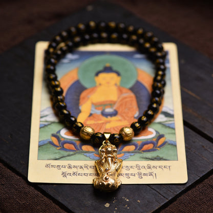 Kailash Way Obsidian Wealth Protection Balance Necklace front view with pendant