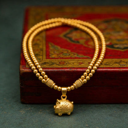 Kailash Way Feng Shui Pig Abundance Fortune Necklace front view with pendant