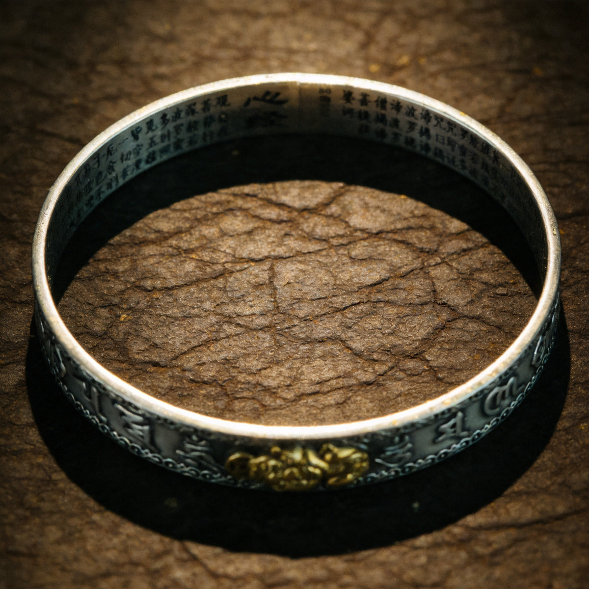 Kailash Way Gold Pixiu Prosperity Mantra Harmony Bangle front view