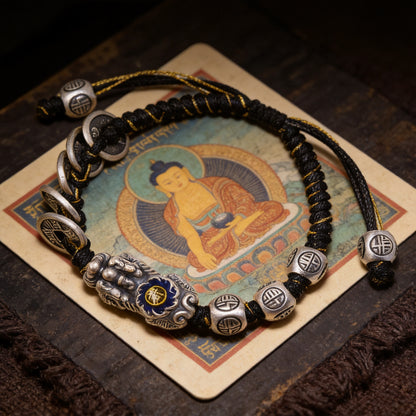 Kailash Way Five Emperor Coins Pixiu Prosperity Protection Bracelet front view
