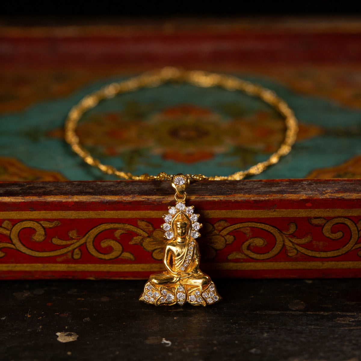Kailash Way Peaceful Buddha Positive Energy Luck Necklace front view with pendant