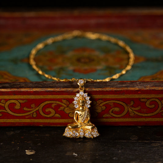 Kailash Way Peaceful Buddha Positive Energy Luck Necklace front view with pendant