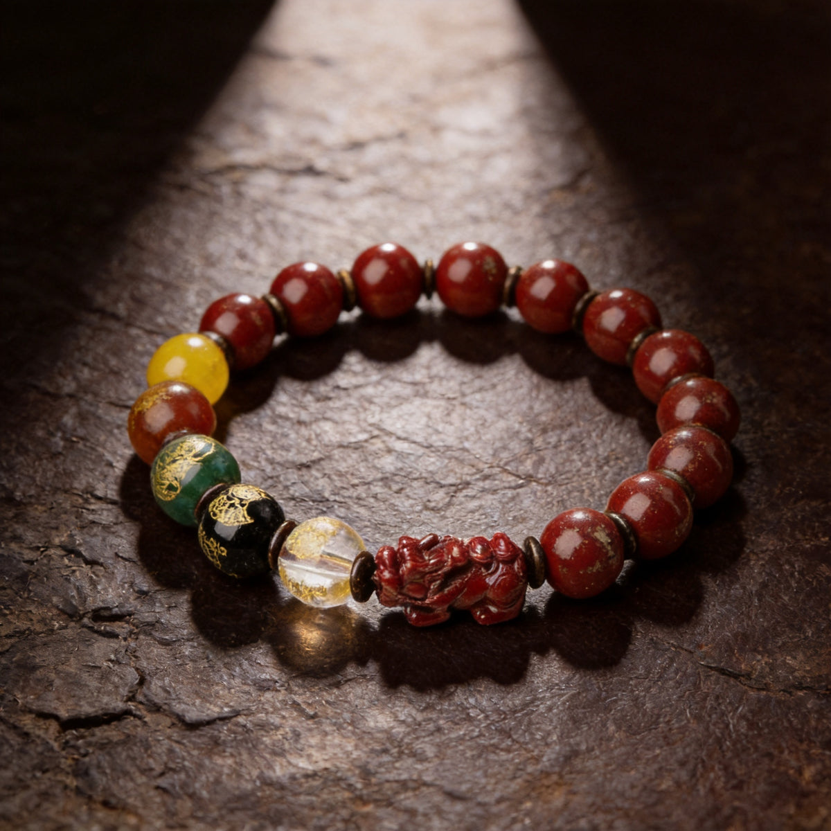 Kailash Way Cinnabar Pixiu Prosperity Wealth Bracelet front view
