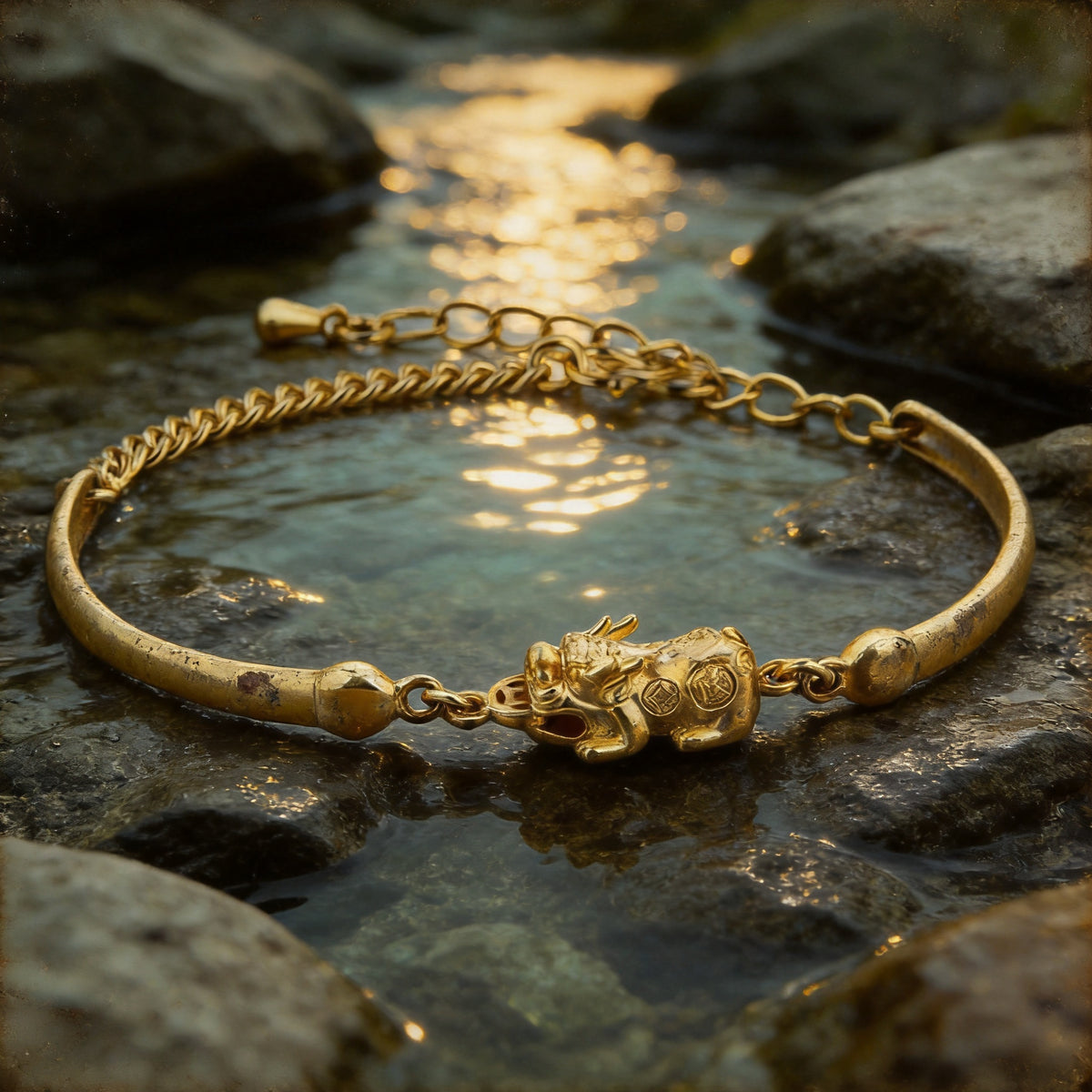 Kailash Way Gold Pixiu Prosperity Luck Bracelet front view