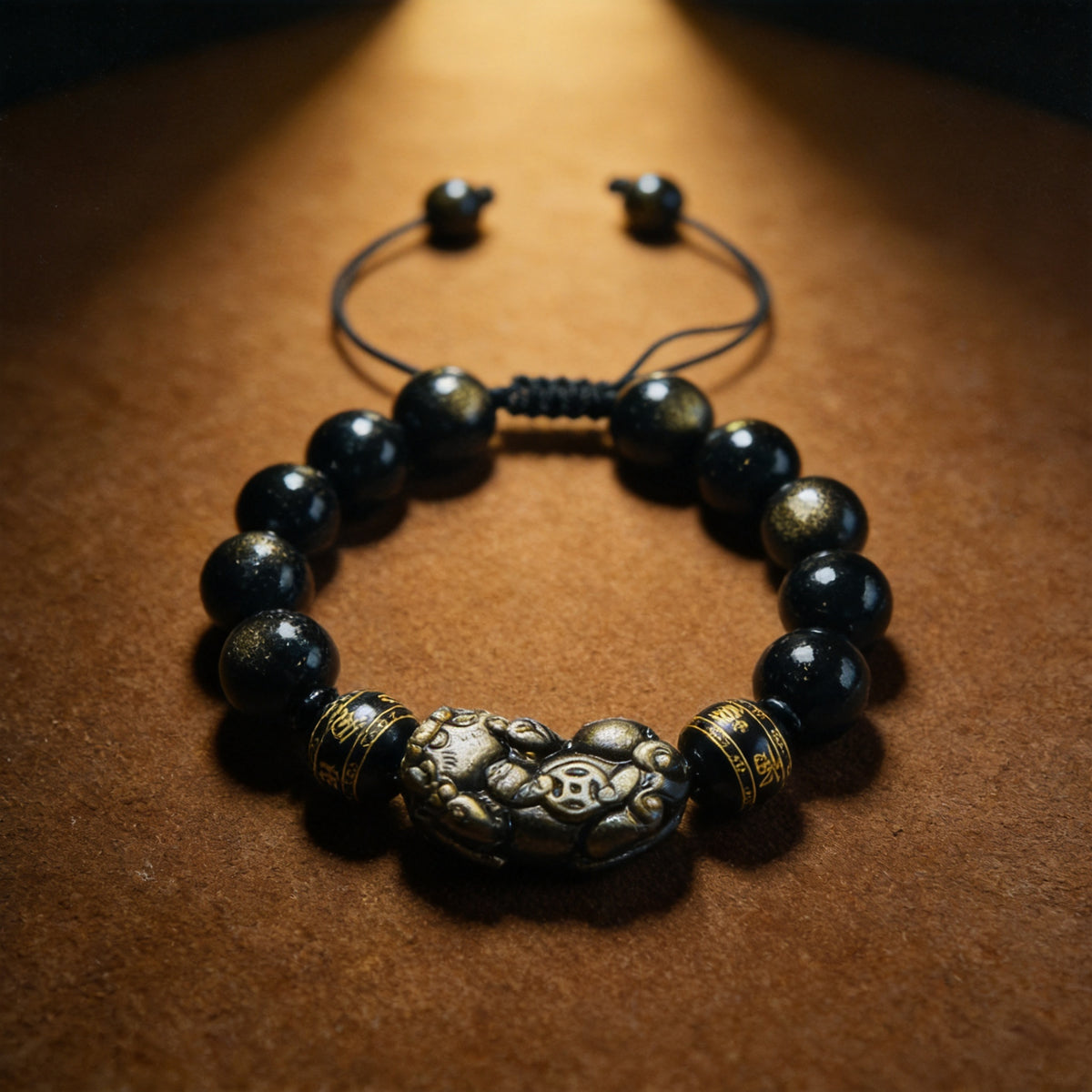 Kailash Way Golden Obsidian Pixiu Wealth Manifestation Bracelet front view