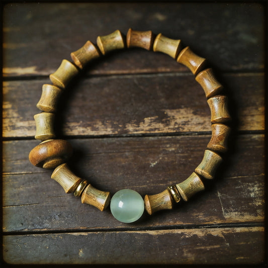 Kailash Way Green Sandalwood Jade Confidence Chakra Bracelet front view