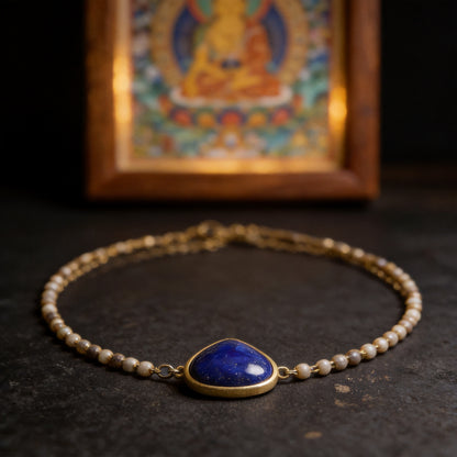 Kailash Way Lapis Lazuli Wisdom Serenity Good Luck Necklace front view with pendant