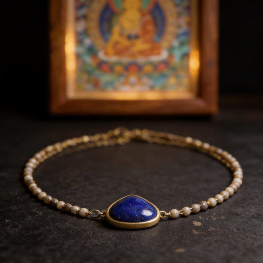 Kailash Way Lapis Lazuli Wisdom Serenity Good Luck Necklace front view with pendant
