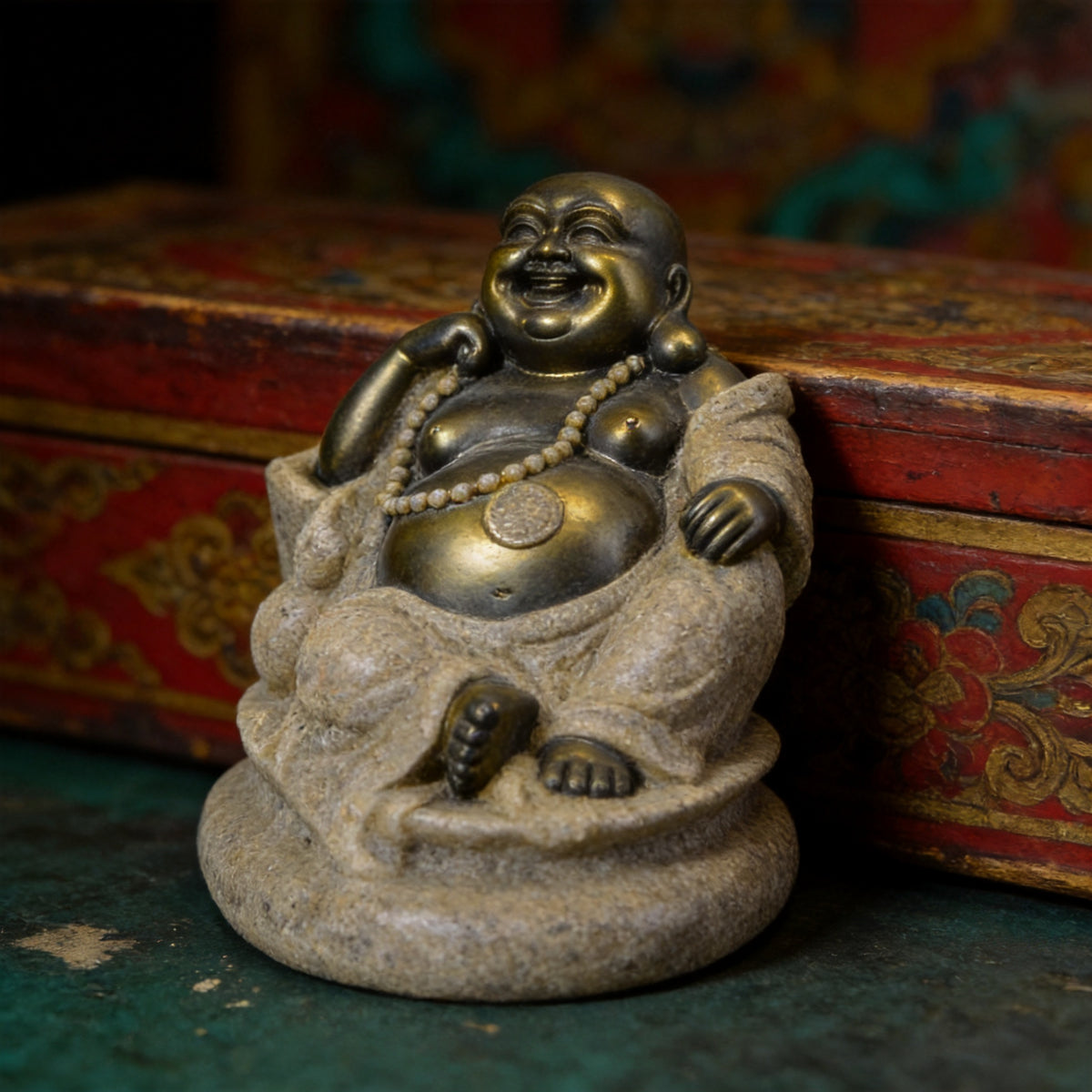 Kailash Way Resin Laughing Buddha Prosperity Peace Ornament front view standing