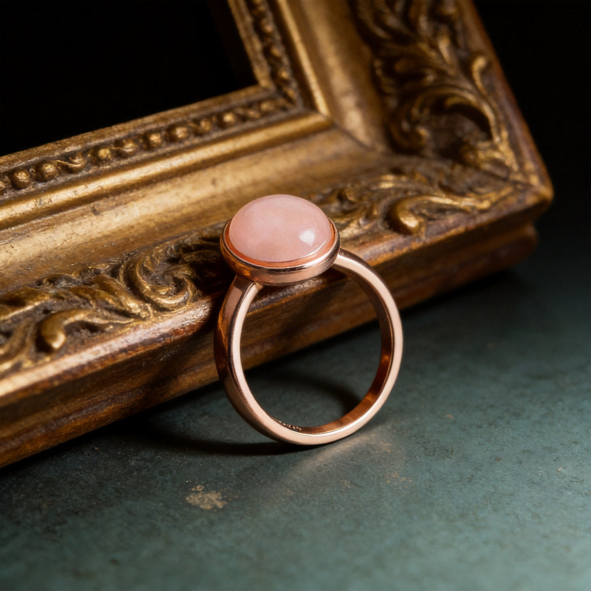 Kailash Way Moonstone Goddess Energy Protection Ring front view with stone setting