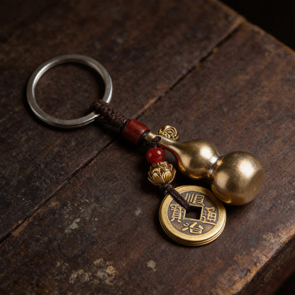 Kailash Way Brass Gourd Prosperity Protection Keychain front view