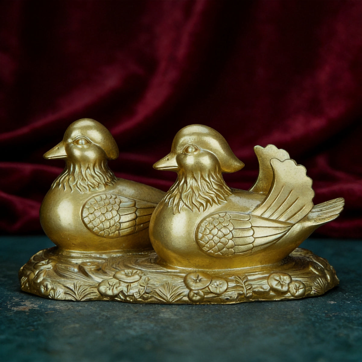 Kailash Way Resin Mandarin Duck Love Harmony Feng Shui Ornament front view standing