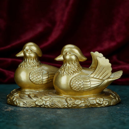 Kailash Way Resin Mandarin Duck Love Harmony Feng Shui Ornament front view standing