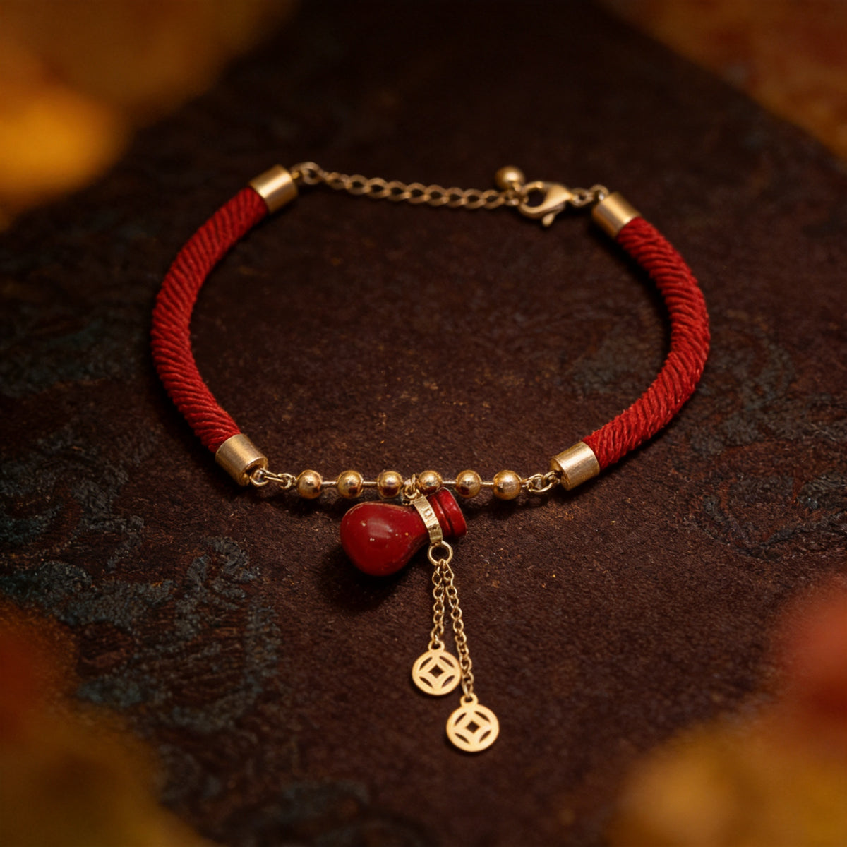 Kailash Way Red Money Bag Prosperity Luck Attraction Bracelet front view