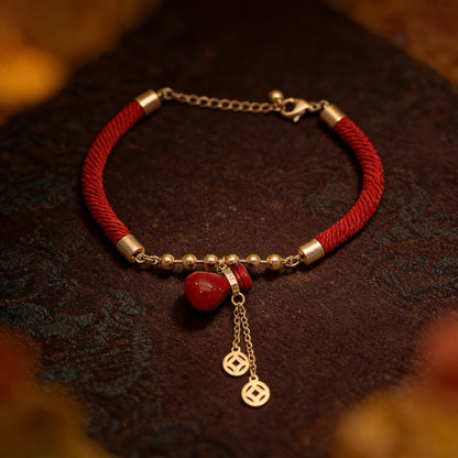 Kailash Way Red Money Bag Prosperity Luck Attraction Bracelet front view