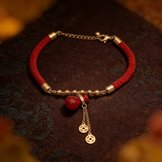 Kailash Way Red Money Bag Prosperity Luck Attraction Bracelet front view