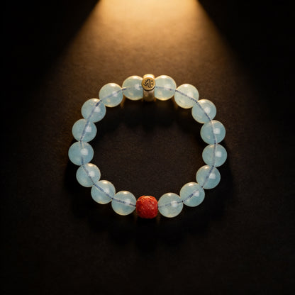 Kailash Way Aquamarine Buddha Protection Travel Bracelet front view