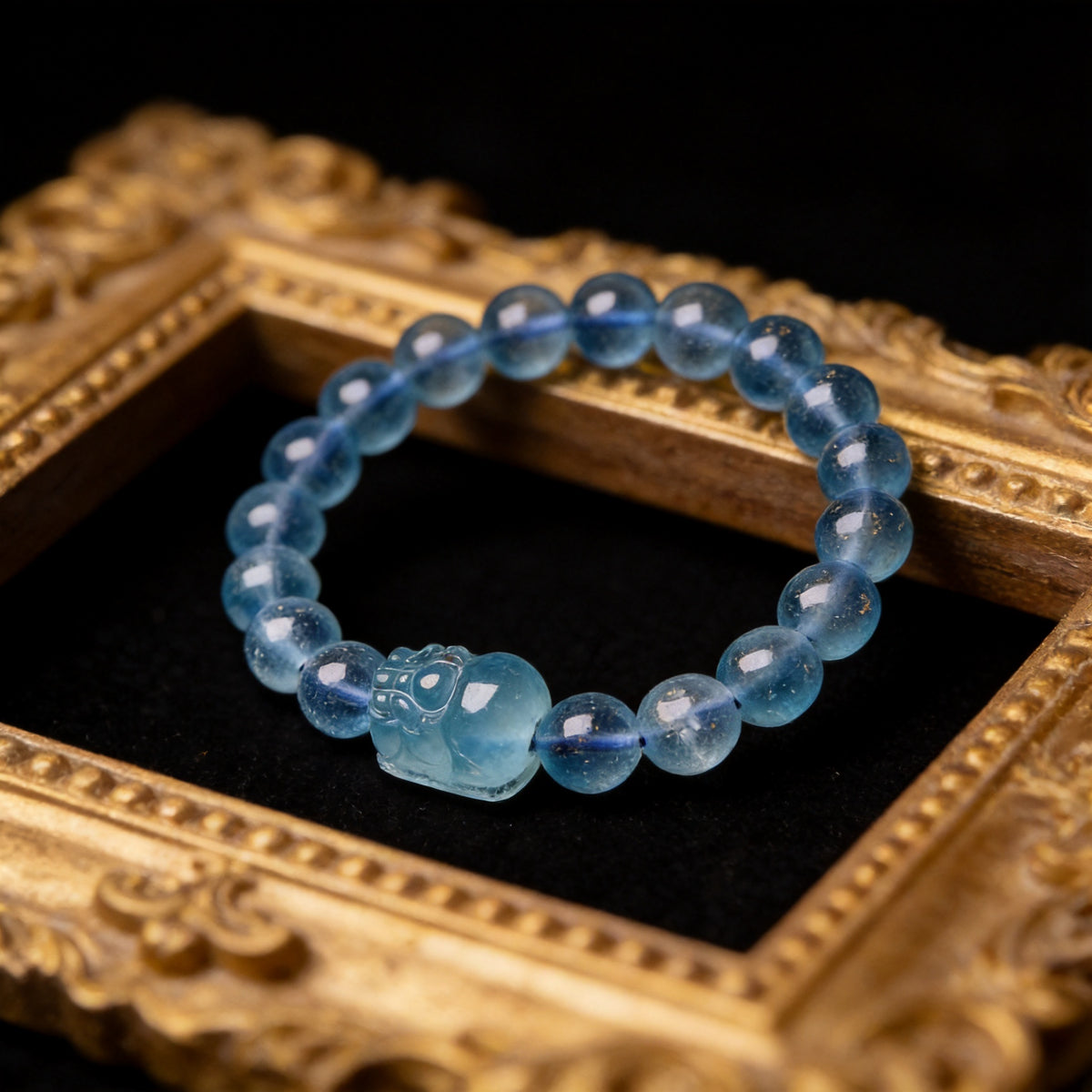 Kailash Way Aquamarine Pixiu Prosperity Harmony Bracelet front view