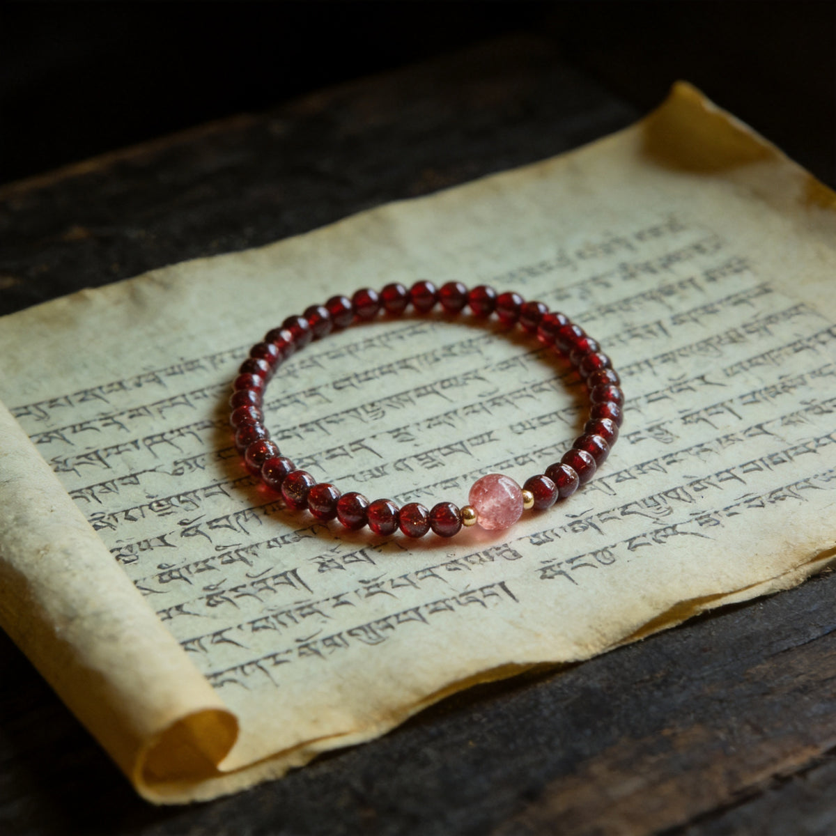 Kailash Way Garnet Lucky Charm Healing Energy Bracelet front view