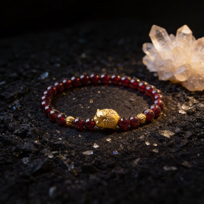Kailash Way Garnet Lucky Pig Prosperity Fortune Bracelet front view