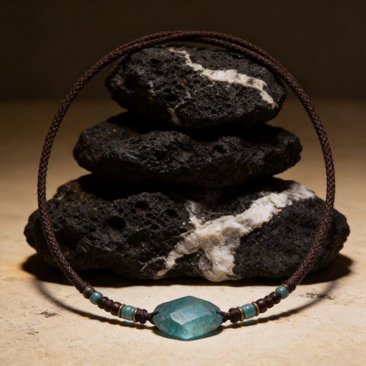 Kailash Way Green Fluorite Renewal Stability Healing Pendant front view with pendant