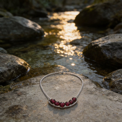 Kailash Way Red Garnet Vitality Joy Wealth Necklace front view with pendant