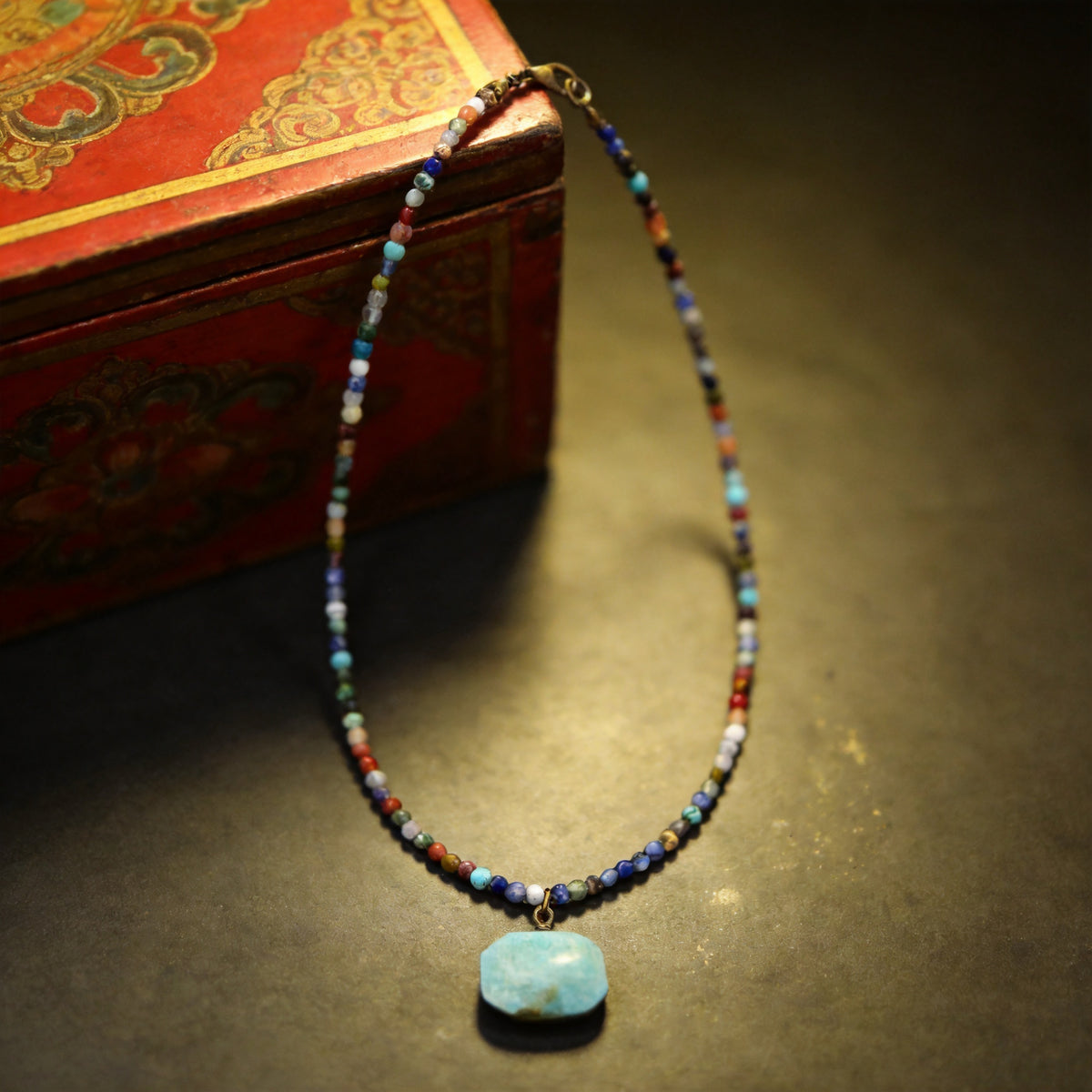 Kailash Way Amazonite Abundance Success Fortune Necklace front view with pendant