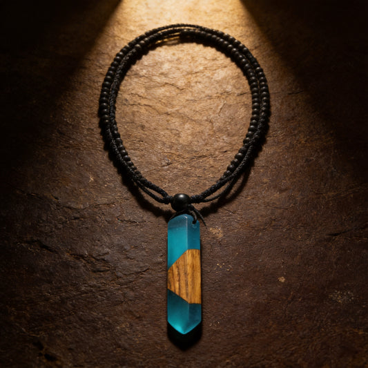 Kailash Way Wood & Water Serenity Anti-Anxiety Necklace front view with pendant