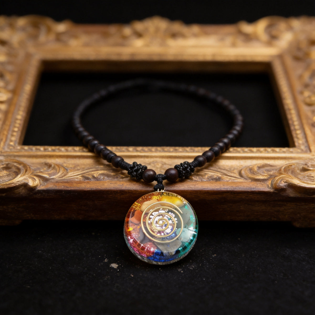Kailash Way Orgonite Amethyst Vitality Healing Energy Necklace front view with pendant