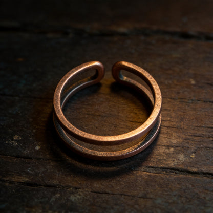 Kailash Way Pure Copper Healing Energy Balance Ring front view with stone setting