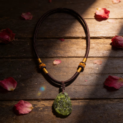 Kailash Way Moldavite Cosmic Balance Healing Pendant front view with pendant