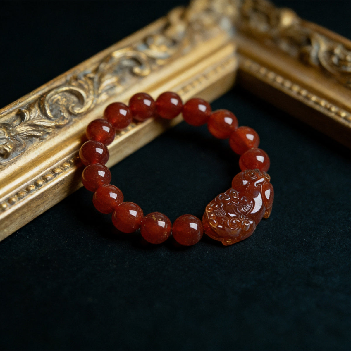 Kailash Way Red Agate Pixiu Wealth Attraction Bracelet front view