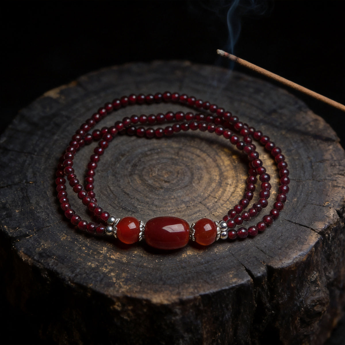 Kailash Way Garnet & Agate Love Passion Energy Bracelet front view
