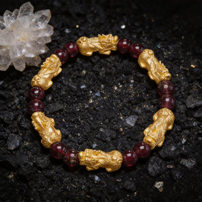 Kailash Way Garnet Pixiu Abundance Wealth Bracelet front view