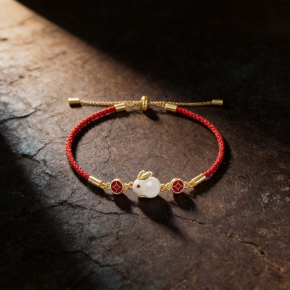 Kailash Way Red Rope Rabbit Abundance Luck Bracelet front view