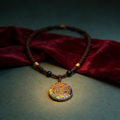 Kailash Way Orgone Energy Sri Yantra Balance Necklace front view with pendant